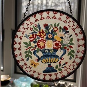 MMA AMB Glassmasters Stained Glass Sun Catcher Quilt Pattern Vase of Flowers